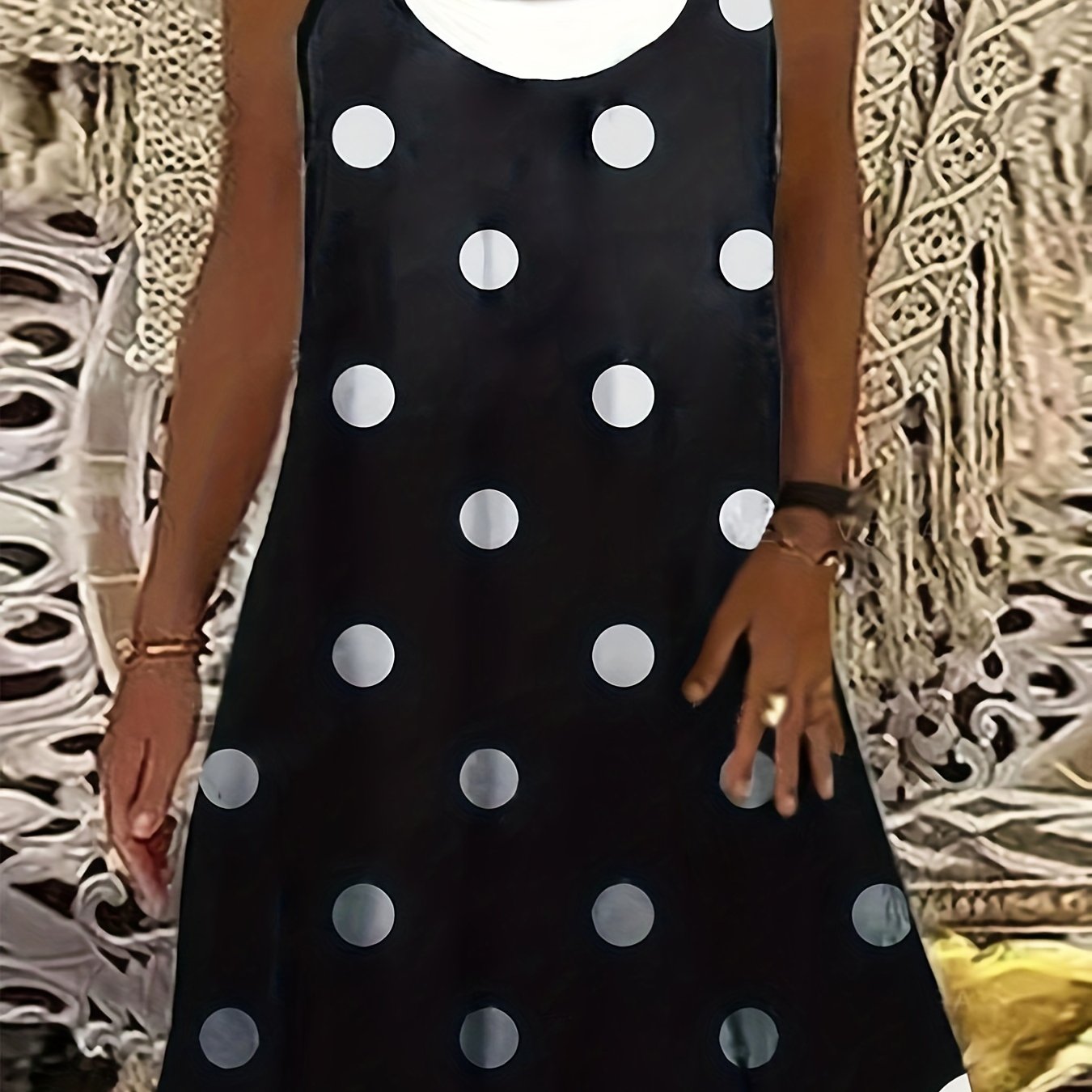Colorblock Polka Dots Tank Dress