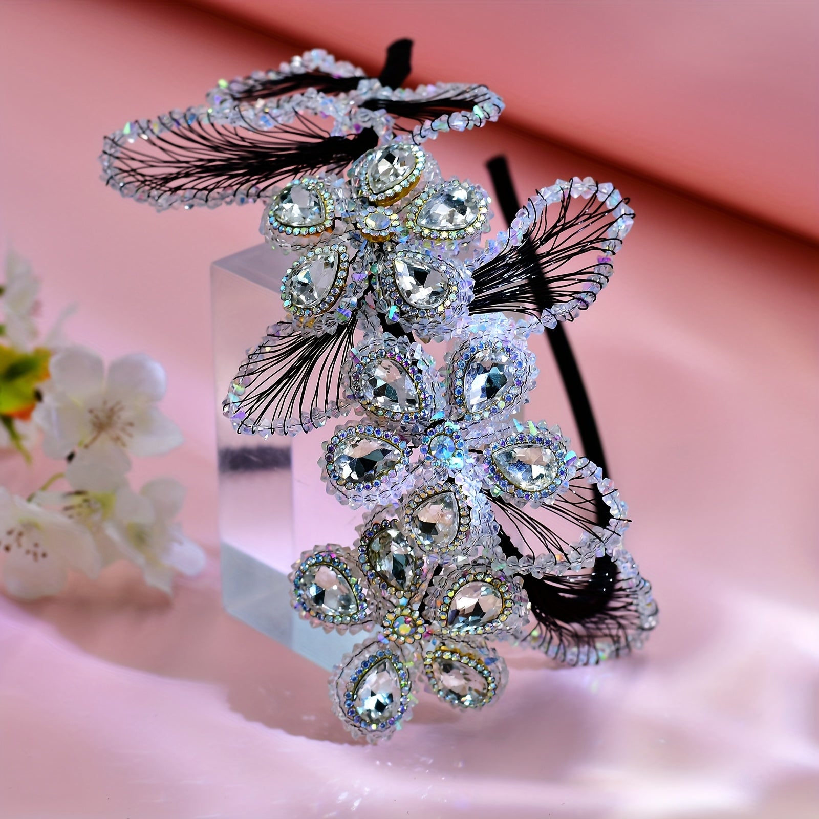Vintage Floral Bridal Headpiece with Crystals