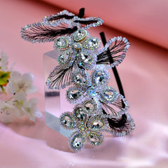 Vintage Floral Bridal Headpiece with Crystals