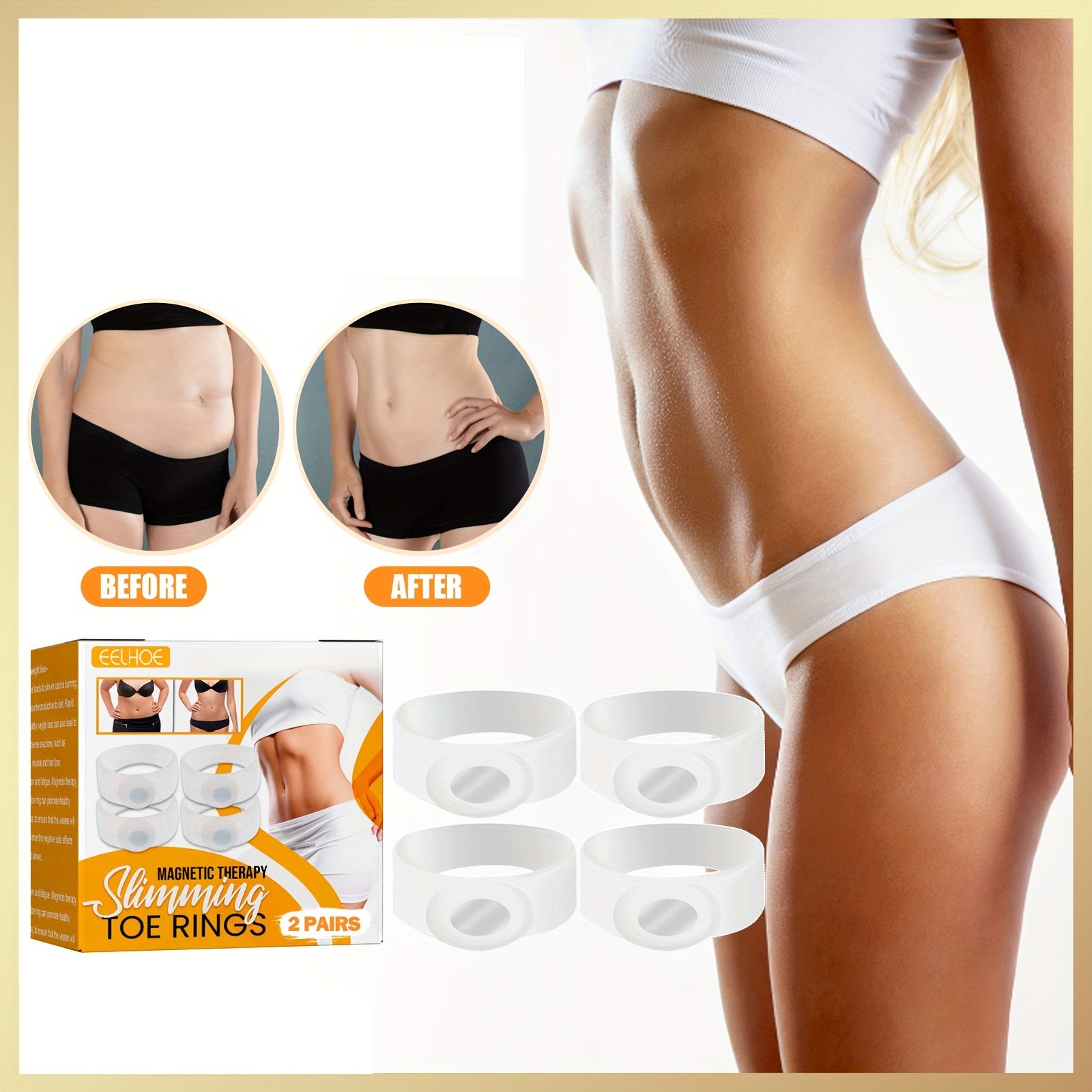2 Pairs Silicone Magnetic Toe Rings - Slimming Toe Rings & Separators