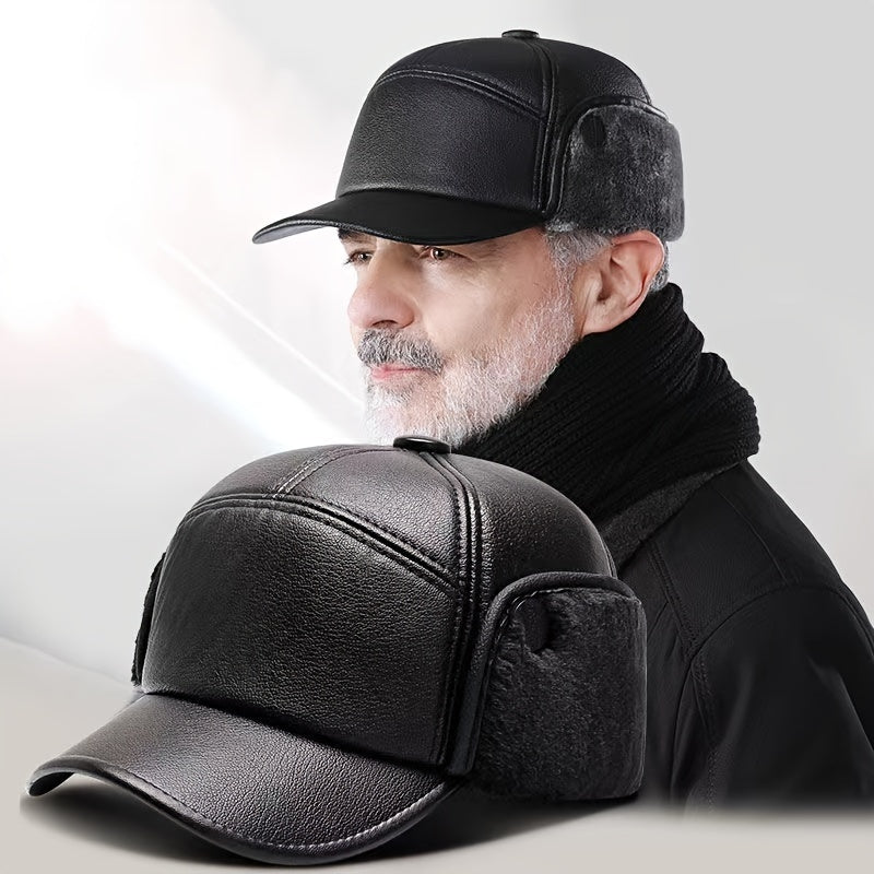 Velvet Windproof Ear Protection Cap Winter Warm Hat for Middle-Aged Men