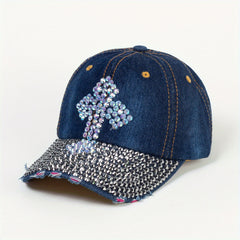 Vintage Rhinestone Y2K Denim Baseball Cap