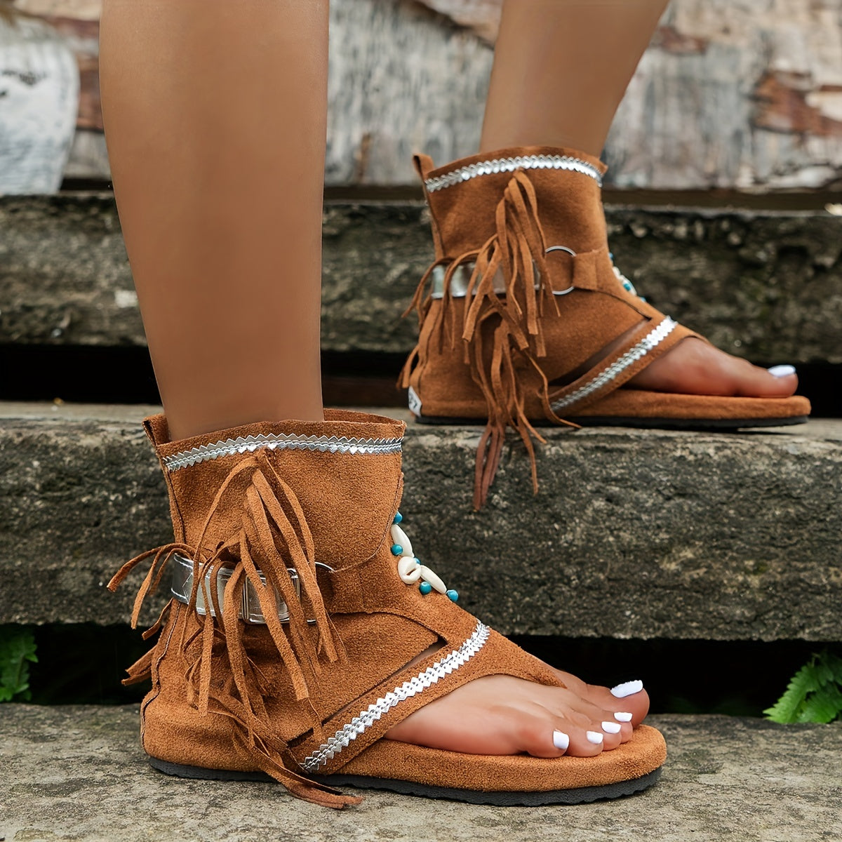 Women's Flat Sandals with Tassel, Outdoor Sports Sandals