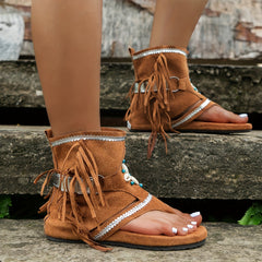 Women's Flat Sandals with Tassel, Outdoor Sports Sandals