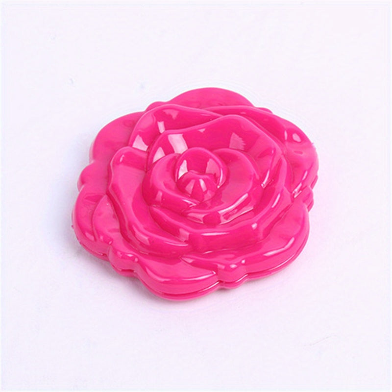 Plastic Rose Makeup Mirror Double Side Folding Compact Mirror