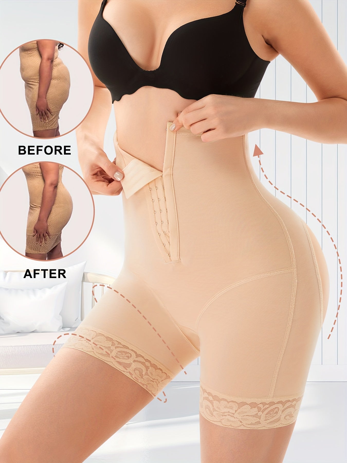 Lace Trim Shaping Shorts Tummy Control Compression Shorts