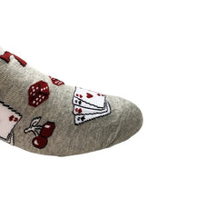 Men's Mid calf Cotton Socks Poker Pattern Gray Sports And Leisure Socks
