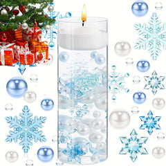 Christmas Vase Snowflake Decoration Kit Pearl Water Floating Candle
