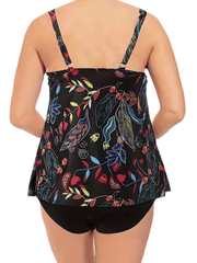 Boho Bikini Set Tropical Print Tank Top & Solid Underwear
