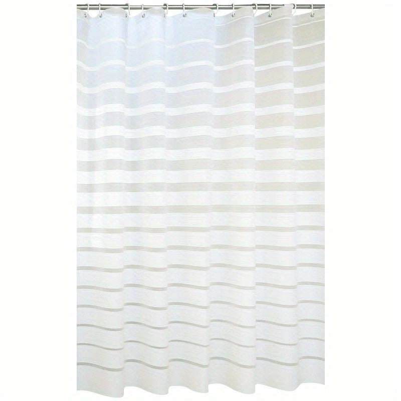 Waterproof Stripe Shower Curtain with 12 Hooks