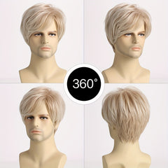 Men's Golden Short Curly Wig for Daily Wear