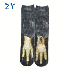 Men's Paw Pattern Crew Socks Casual Comfy Unisex Outdoor All Seasons Wear
