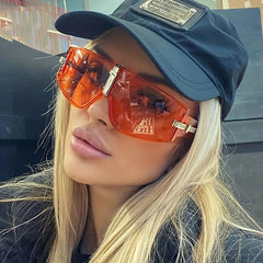 Y2K Oversized Aviator Sunglasses Mod Metal Decor Goggles UV400