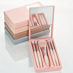 5pcs Mini Makeup Brush Set with Case & Mirror