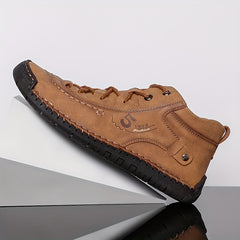 Men's PU Leather Ankle Boots Lace up Sneakers Casual Walking Shoes