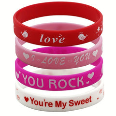 8pcs Pink Silicone Bracelet Holiday Gift for Women Party Rubber Bracelet