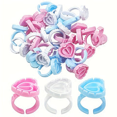 25pcs Heart Glue Rings for Eyelash Extensions Lash Glue Holders