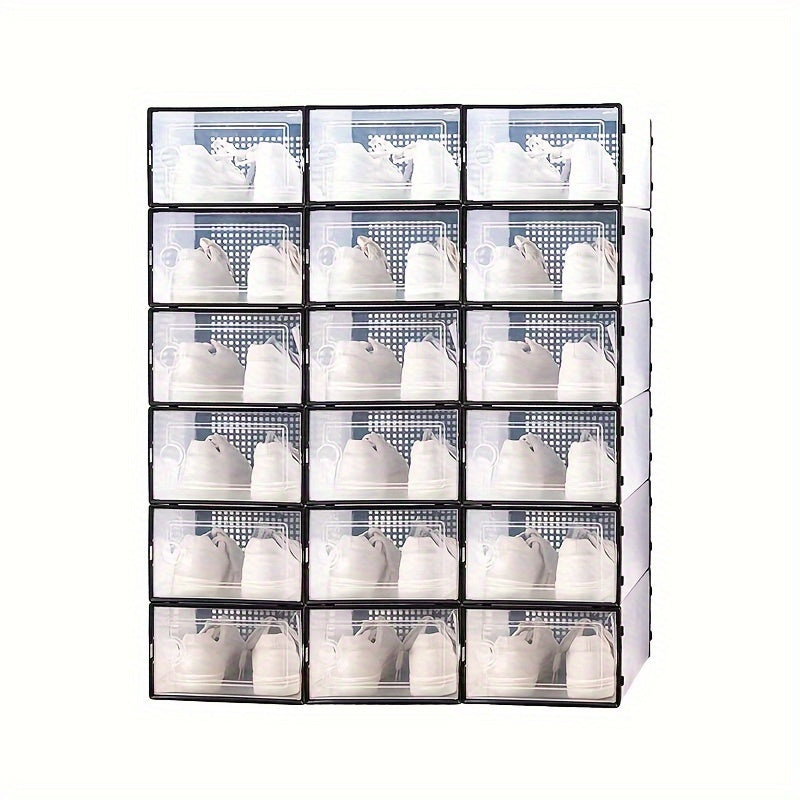 12pcs Transparent Shoe Box Organizers, Foldable Dustproof Storage Box