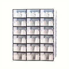 12pcs Transparent Shoe Box Organizers, Foldable Dustproof Storage Box