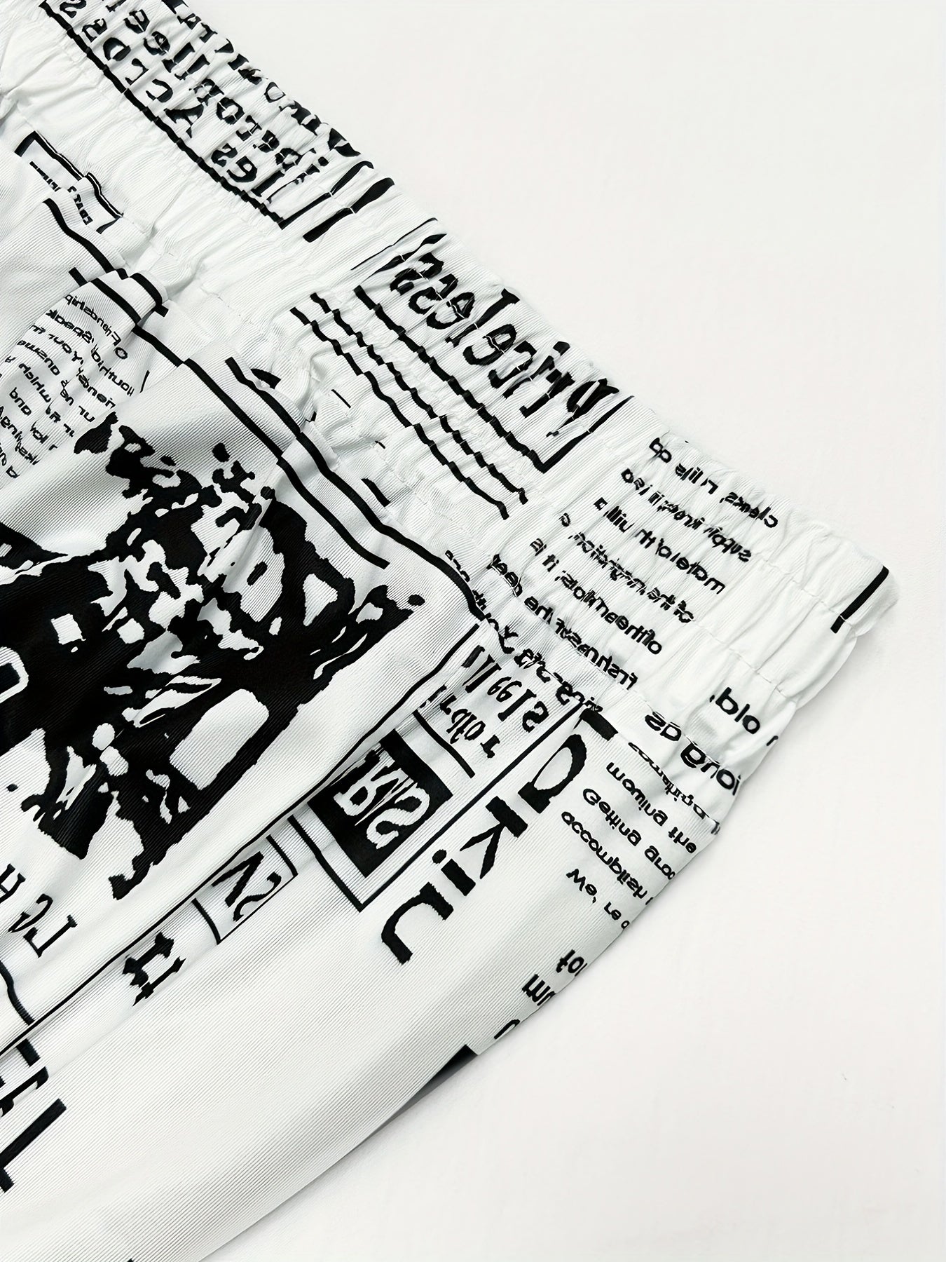 Newspaper Print Twist Front Top & Pants Set
