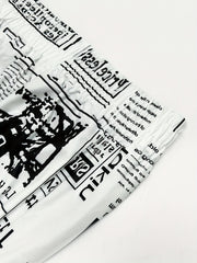 Newspaper Print Twist Front Top & Pants Set
