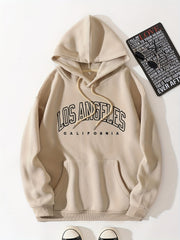 Letter Print Kangaroo Pocket Hoodie Casual Long Sleeve Drawstring Hoodies