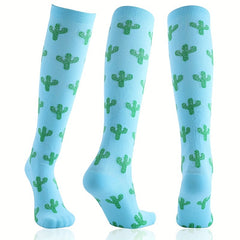 6 Pairs Fruit Print Compression Sports Socks Knee High for Women & Men