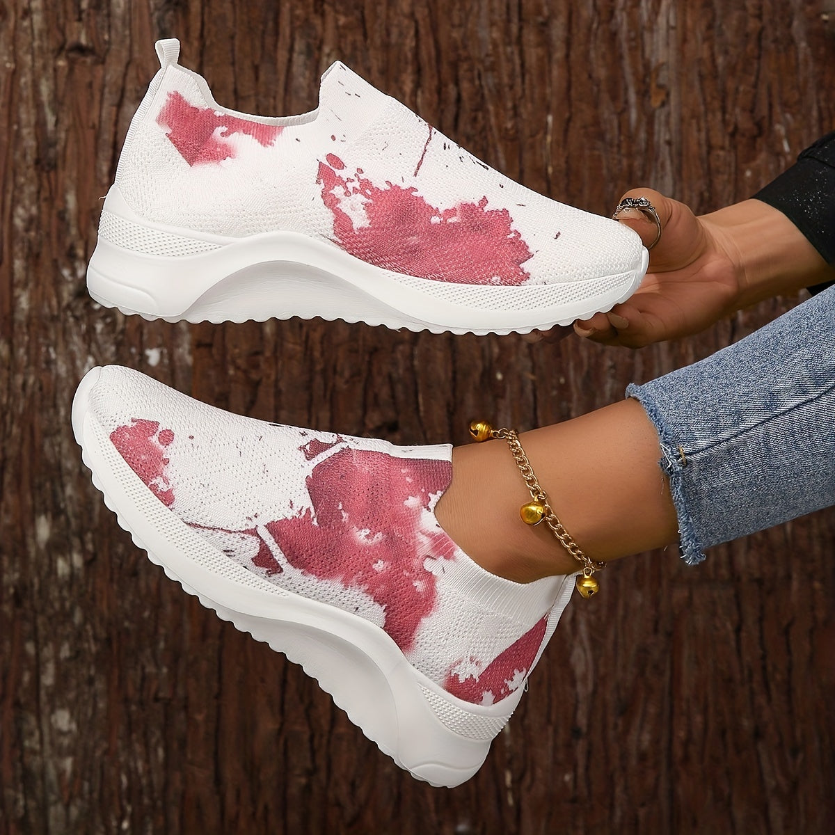 Women's Blood Printed Sneakers Halloween Sock Shoes