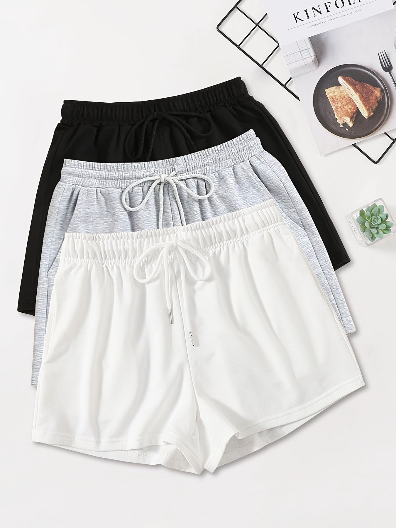 Casual Drawstring Waist Yoga Shorts for Women