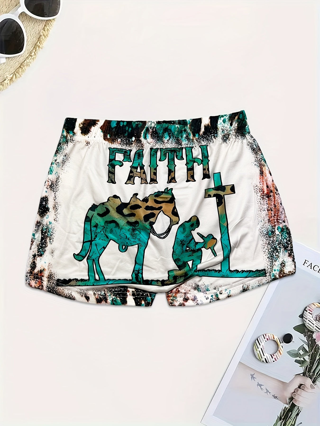 Faith Print Skinny Shorts for Women