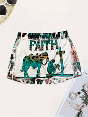 Faith Print Skinny Shorts for Women