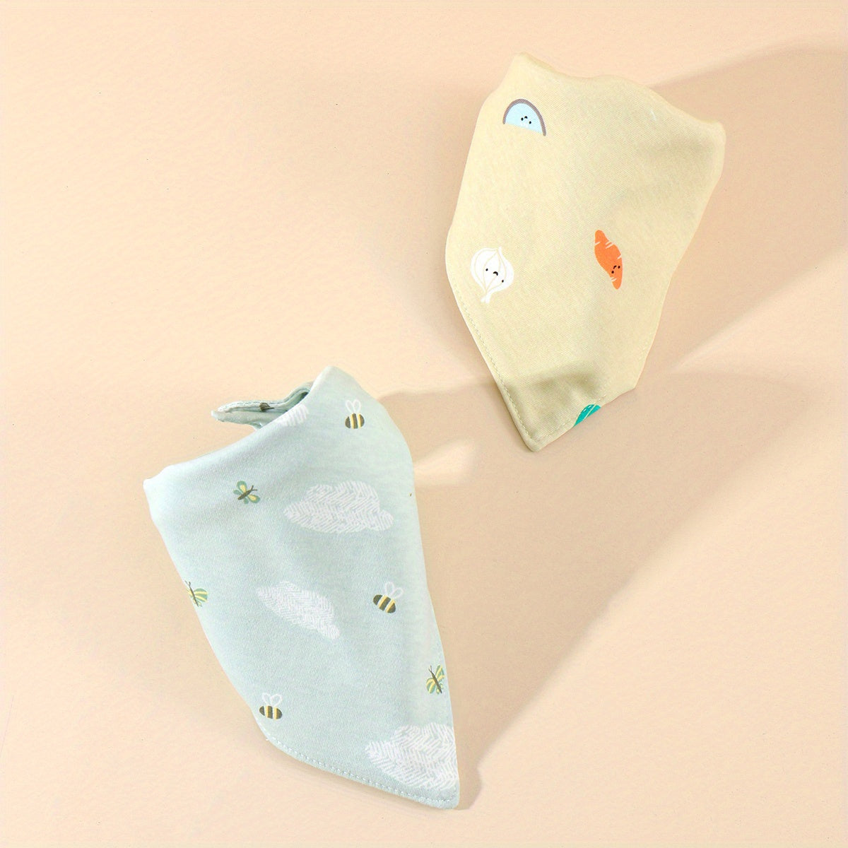2pcs Soft Cotton Baby Drool Bibs Triangle Scarf
