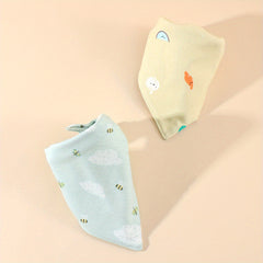 2pcs Soft Cotton Baby Drool Bibs Triangle Scarf