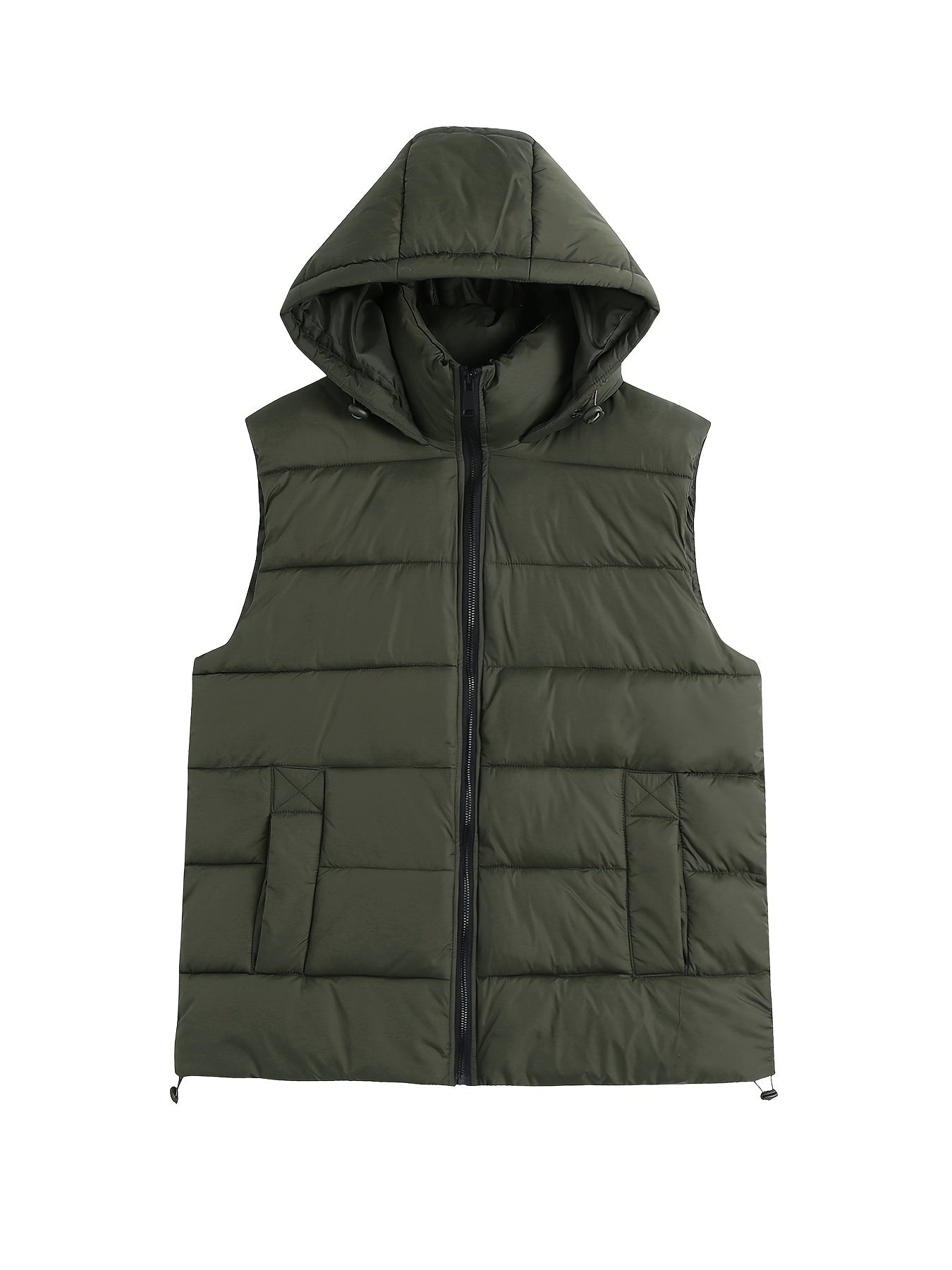 Solid Hooded Padded Vest Women's Winter Clothing