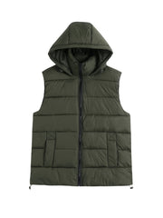 Solid Hooded Padded Vest Women's Winter Clothing