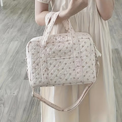 Floral Pattern Diaper Bag with Shoulder Strap Pink