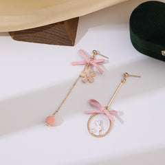 Girls Flower And Rabbit Bow Ear Clip Earrings Children's Birthday Gift
