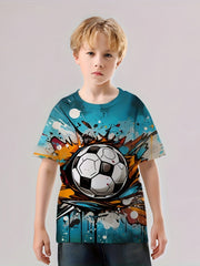 Kids Cartoon Football 3D Print T Shirt Casual Short Sleeve Tee