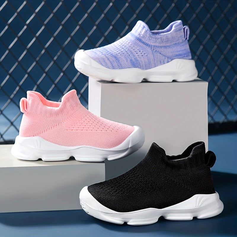 Girls Lightweight Breathable Woven Sneakers Anti Slip Low Top Slip On Shoes