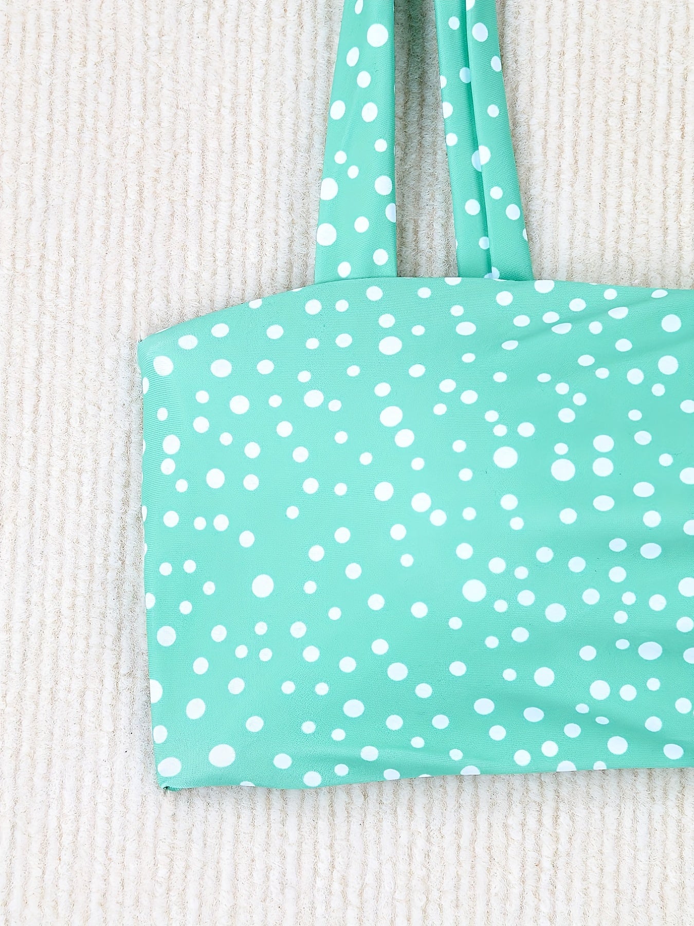 Polka Dot Print Tie Shoulder Swimsuit Set