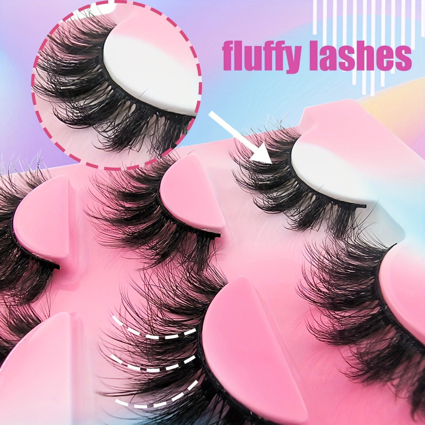 3 Pairs Thick Cluster Fluffy False Eyelashes D Curl