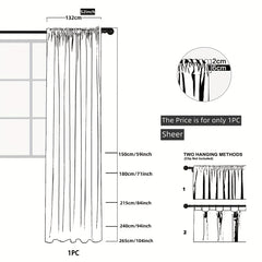 Translucent Sheer Curtain Braided Geometric Striped Rod Pocket Curtain