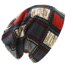 Plaid Ladies Beanie Hat Scarf Casual Skullies Year Present