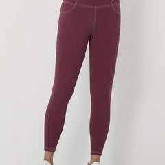 High Waist Sports Leggings Solid Gym Leggings With Pockets
