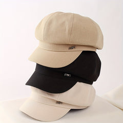 Classic Solid Beret Label Decor Beret Casual Newsboy Hat