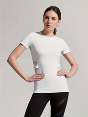 Women's Short Sleeve Sports T-Shirt Round Neck Breathable Loose Yoga Top