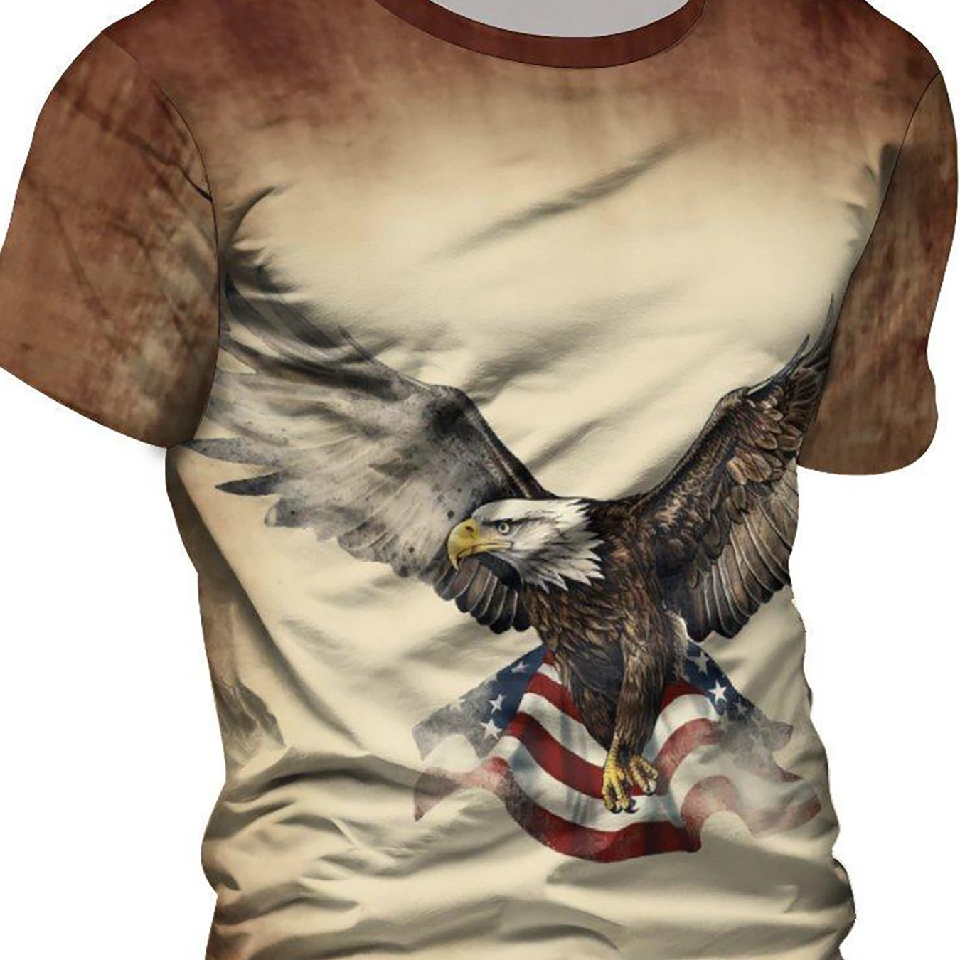 Eagle Pattern Gradient Men's Tee Summer Stylish Shirt