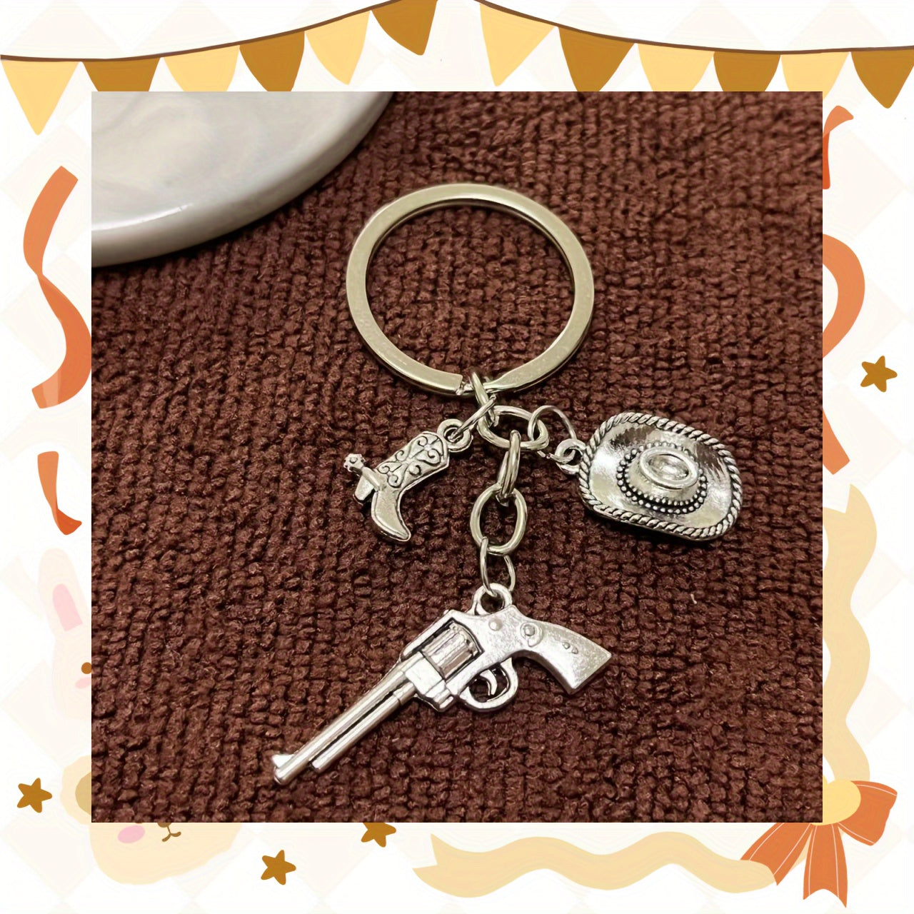 Cowboy Pendant Keychain for Car Keys Backpacks Wallets