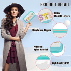 Chenille Letter Clear Makeup Bag Waterproof Glitter Cosmetic Pouch with Zipper