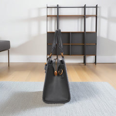Gray Textured Tote Bag Convertible Shoulder Crossbody Zip Closure
